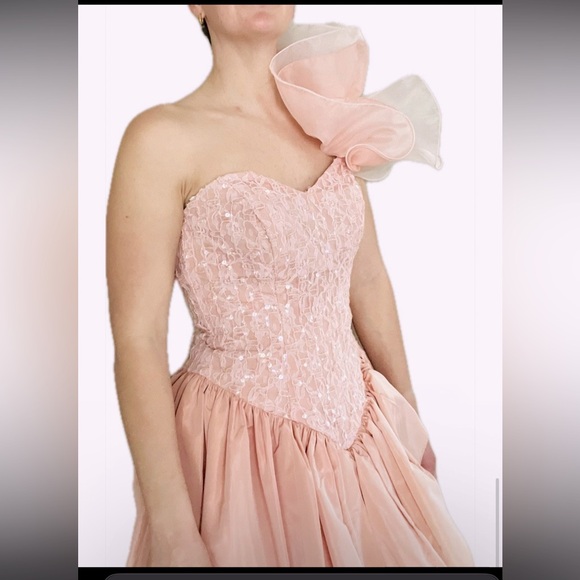 80s vintage prom dress 1980s women’s true vtg extra small Loralie sequins pastel - Picture 2 of 8